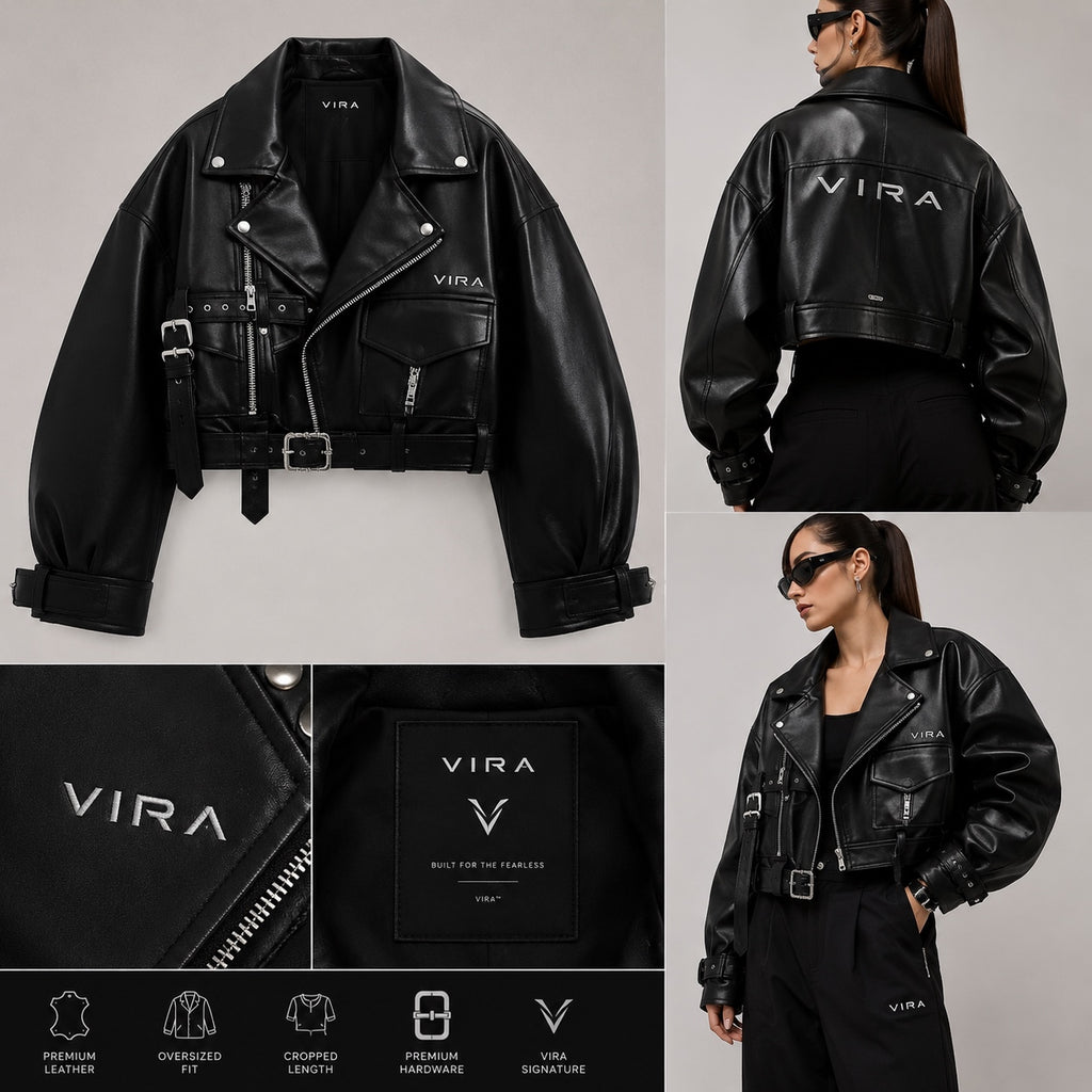 Belted Cropped Leather Jacket